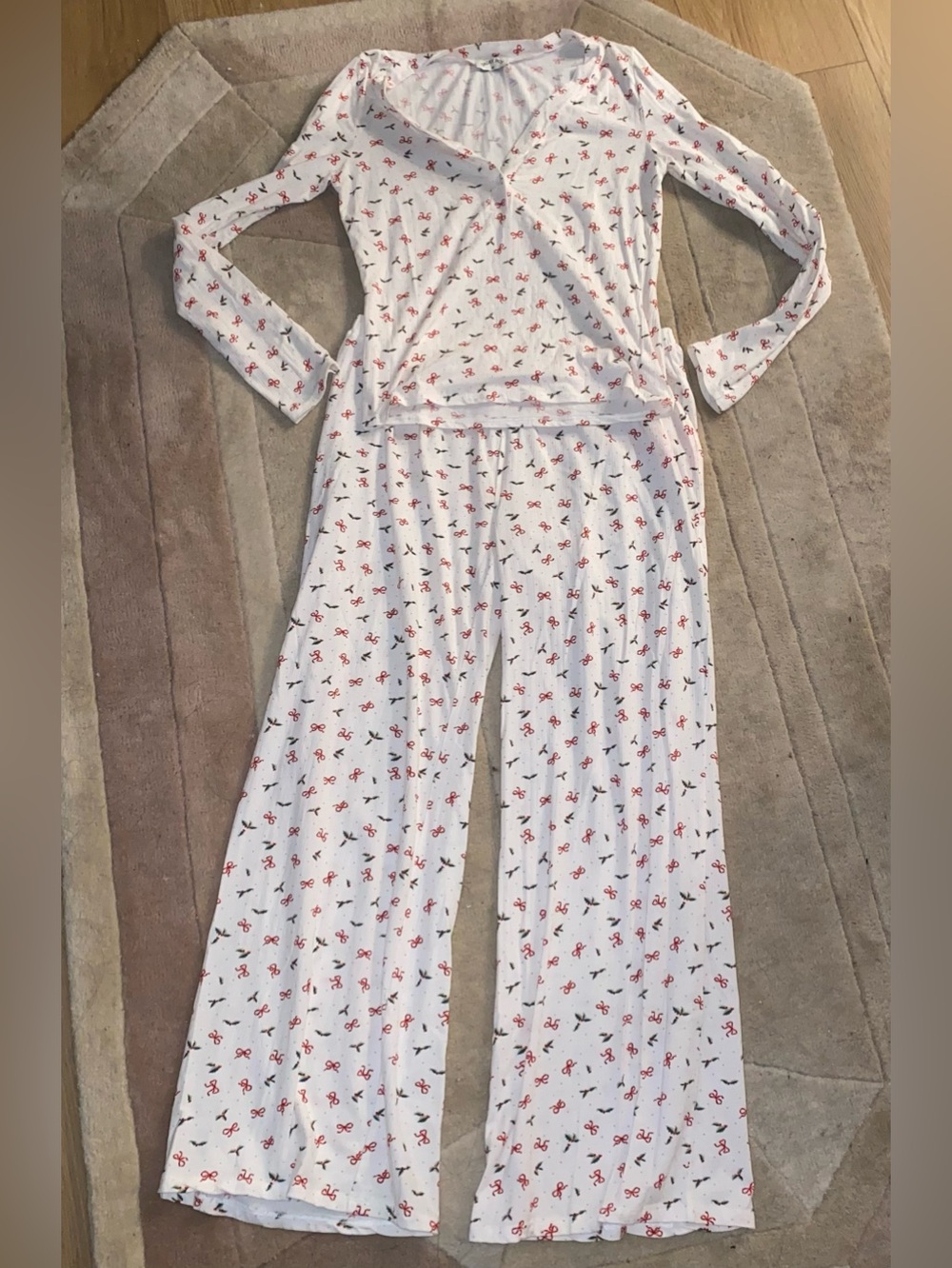 DAIRY BOY BUTTER PAJAMA SET CHRISTMAS White Floral Pajama Set SZ M Medium